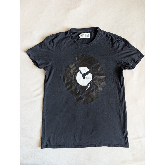 Rare Maison Martin Margiela Broken Vinyl Record T-Shirt Size 46 Black Logo - Picture 1 of 8